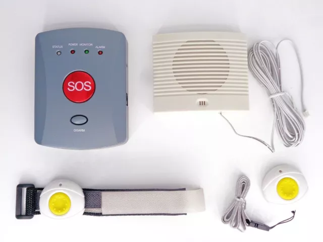 Senioren Notruf Hausnotruf GSM Alarm Komplettset 2 Funksender + Lautsprecher