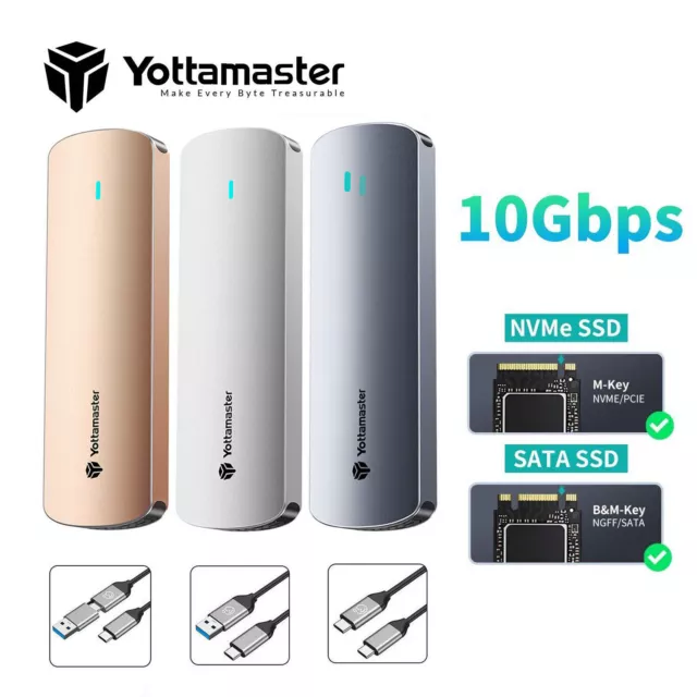 Yottamaster M.2 NVME TO USB 3.2 Enclosure Storage Case Adapter SSD SATA External