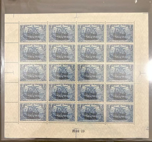 Baviera Foglio Originale 149 Con SX Durchgezähnt MNH Non Timbrato (50471