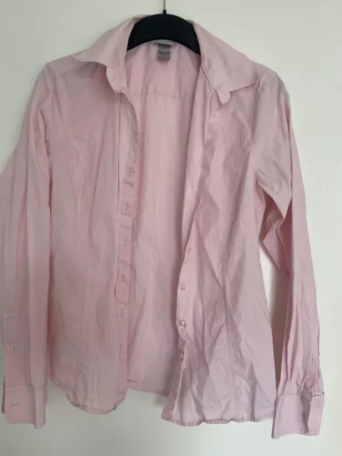 Ladies Womens H&M Pink Check Formal Office Work Business Collar Shirt Size 10