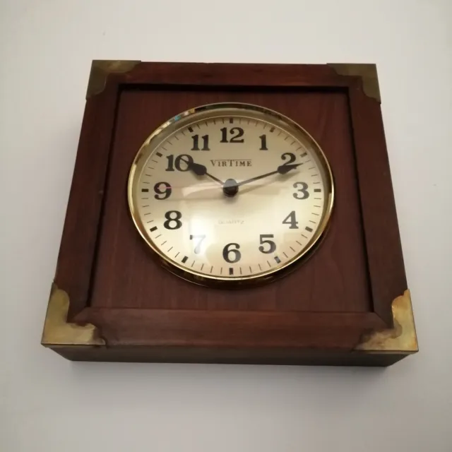 orologio da parete vintage VIRTIME navale cornice in legno wall clock wood frame