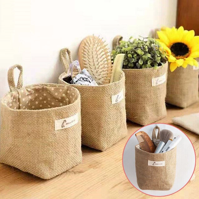 Storage Bag Basket Stationery Hang Behind The Door Linen Pocket Cosmetics