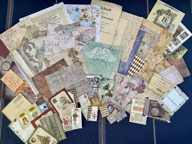 70 Teile Ephemera ,Papier-Set -Vintage- für Scrapbooking, Journaling,Collagen,