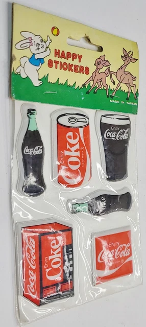 Vintage Puffy Happy Stickers Coca-Cola Made in Taiwan