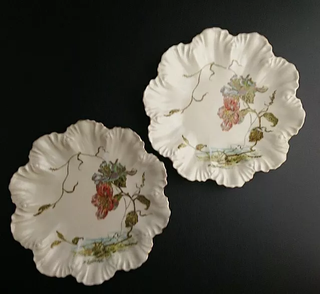 Limoges Lanternier French Porcelain Plate Pair Set of 2 France 23cm wide