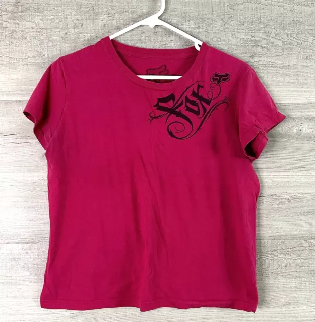 Fox Racing Womens XL Short Sleeve Crew Neck Graphic T Shirt Pink