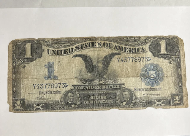 1899 One Dollar Bill $1 US Silver Certificate Large Note Black Eagle