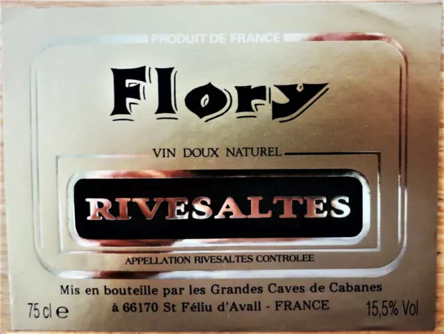 Etiquettes vin FRANCE FLORY Rivesaltes Vin Doux Grandes Cv Cabanes  wine labels