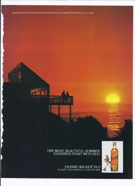 1981 Johnny Walker Red Scotch Whisky Print Ad Vintage 8.5" x 11"