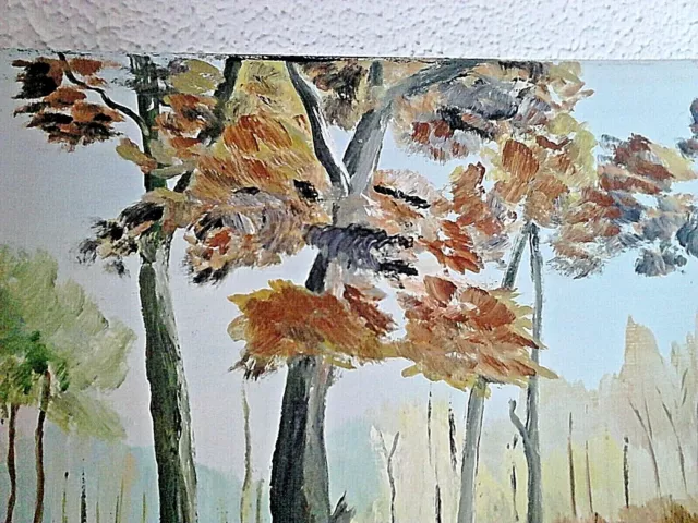 ANCIENNE TRES JOLIE PEINTURE PAYSAGE EN FORET, signé: RAUX, peinture huile 2