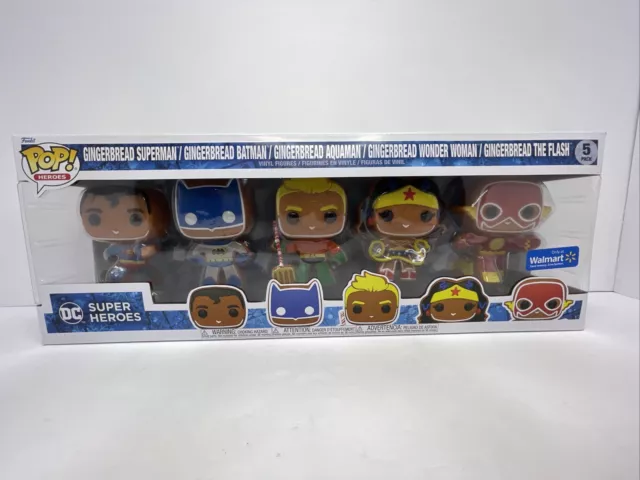 Funko Pop Dc Super Heroes Gingerbread Walmart Exclusive Set Of 5 Batman Flash