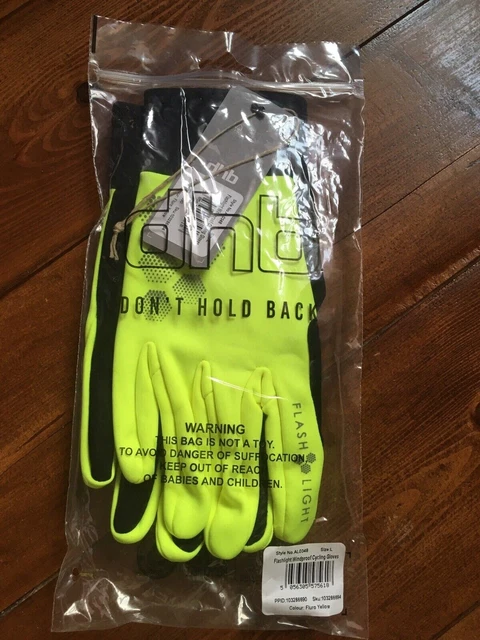 dhb Taschenlampe winddicht Fahrradhandschuhe Gr. LargeFLURO GELB! 2