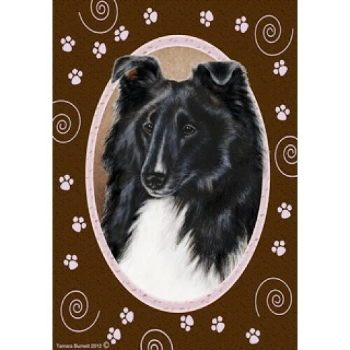 Paws Garden Flag - Black and White Shetland Sheepdog Sheltie 172281