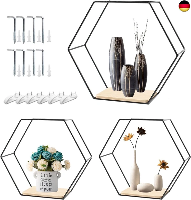 3er Set Wandregal Schwarz – Moderne Regale Zum Aufhängen Für Wohnzimmer, Bad, Küche