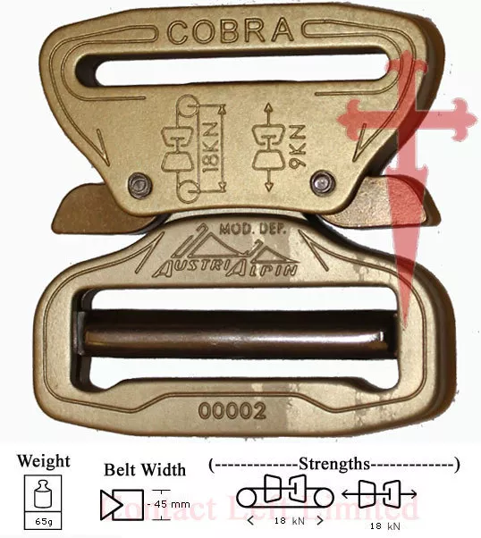 AustriAlpin Cobra 45mm Desert Sand Buckle XL Clips (riggers belt combat shooting