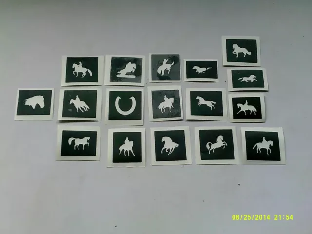 10 - 400 mini small horse themed stencils for glitter tattoos / airbrush /