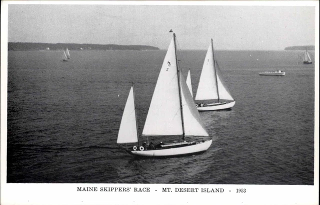 Mt Desert Island Maine ME 1953 Skippers Sailboat Race Vintage Postcard