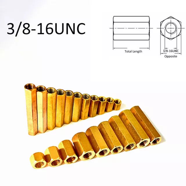 3/8-16 UNC Brass Hex Studs Female-Female Support Spacer Threaded Standoffs