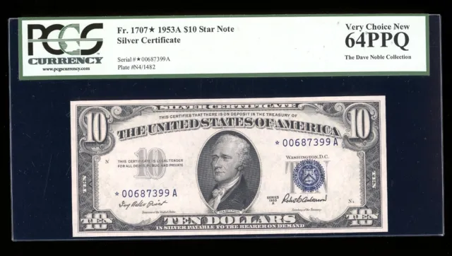 DBR 1953-A $10 Silver STAR Fr. 1707* PCGS 64 PPQ Serial *00687399A