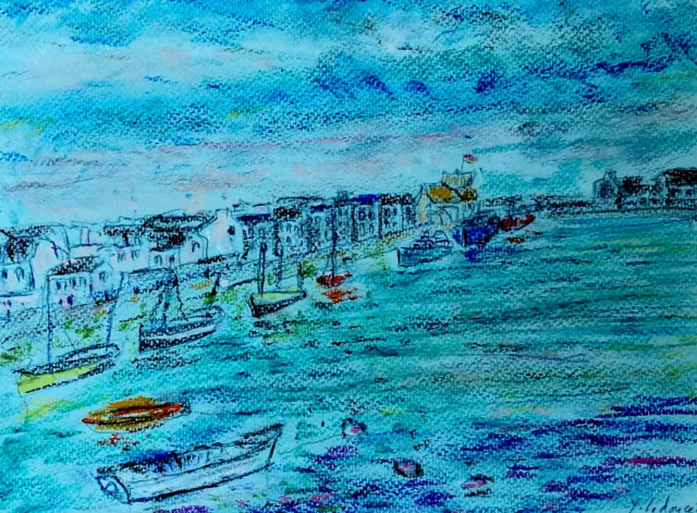 Peinture Pastel Impressionniste Le Port D’Harfleur Normandie Coté Akoun