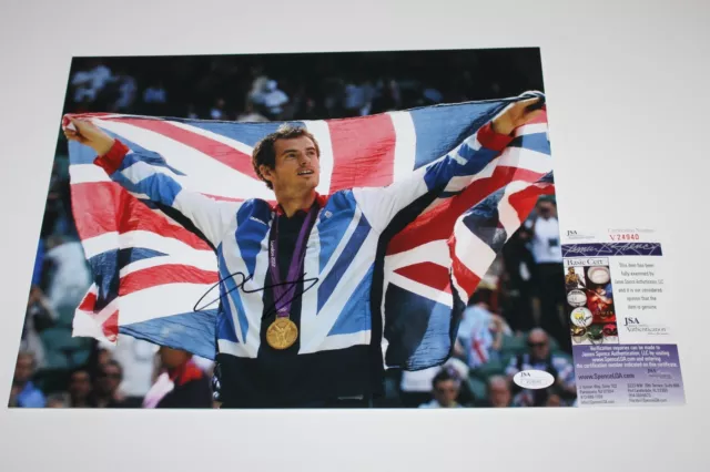 ANDY MURRAY HAND SIGNED 11x14 PHOTO JSA COA 2013 WIMBLEDON CHAMP TENNIS LEGEND