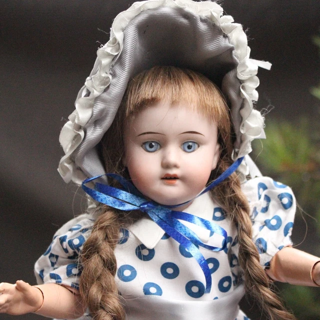 ANCIENNE ROBE TABLIER de Poupée Vichy bleu - doll apron EUR 25,00 - FR
