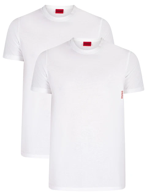 HUGO Uomo T-Shirt da uomo con confezione da 2 pezzi, bianca
