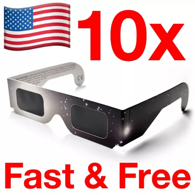 10 PACK NEW 2025 Solar Eclipse Glasses US SELLER ISO & CE CERTIFIED