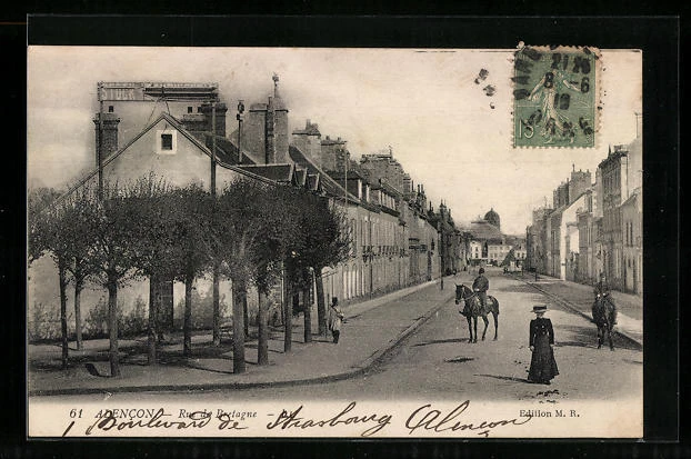 CPA Alencon, Rue de Bretagne, vue de la rue