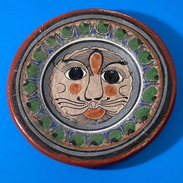 OLD MANLIONGOD AVATAR art pottery fired clay wall hanging plate OOAK