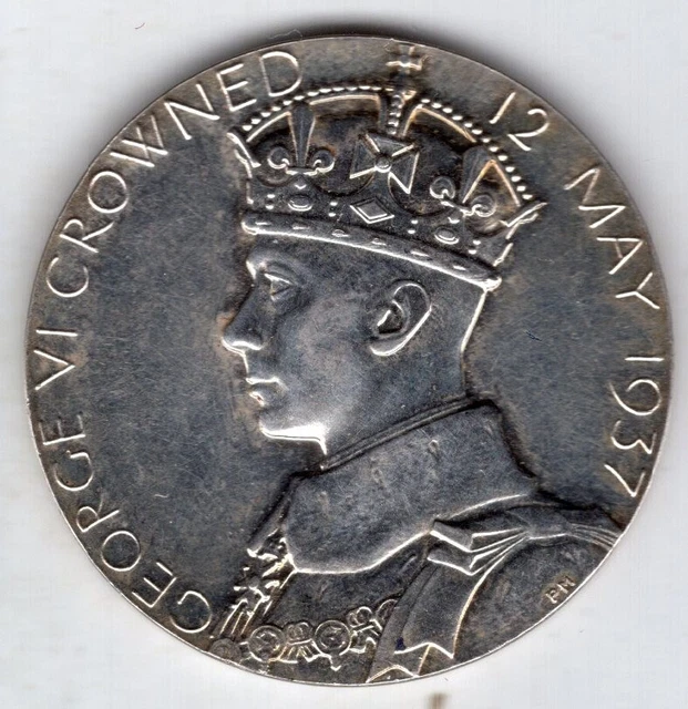 1937 British Coronation of King George VI Silver Medal, Engraved by P. Metcalfe
