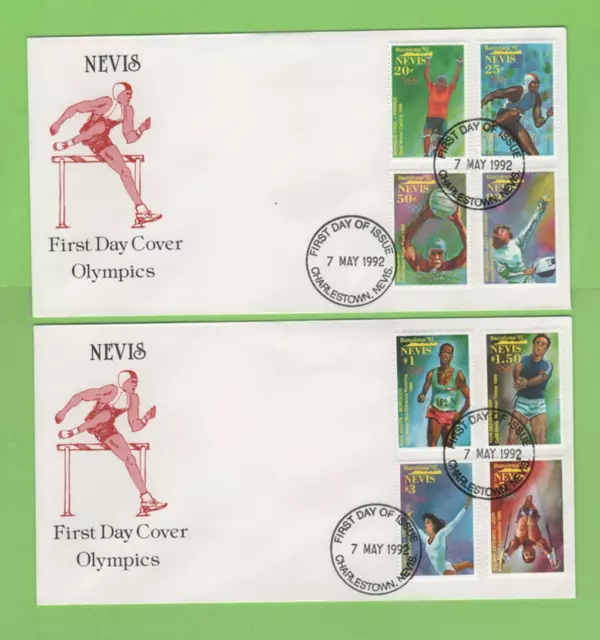 Nevis 1992 Barcelona Olympics set on two First Day Covers