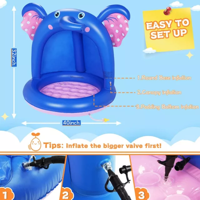 My First Toddler Baby Inflatable Paddling Pool Candyville and UV Sunshade Canopy 3