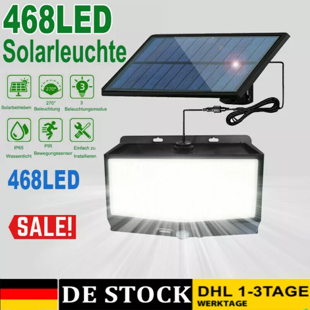 LED Solarleuchte mit PIR Bewegungsmelder Außen Solarlampe Garten Fluter Strahler
