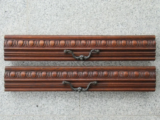 1 pair of French antique large hand-carved architectural drawer fronts / panels