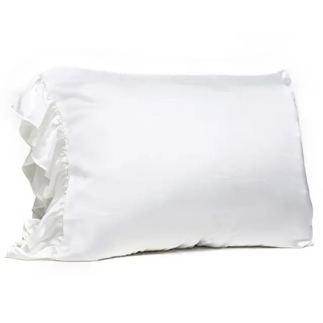 White Ruffled Satin Pillowcase Standard Size Pack of 3