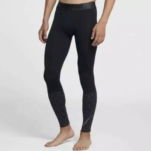 Nike Pro Dri Fit Mens Utility Therma Training Tights Black /Gray Sz S #Cj5143-Nw