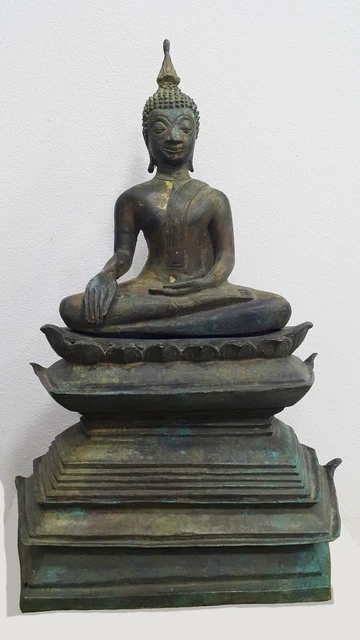 RARE BRONZE MEDITATING LAO CHIENG LUANG BUDDHA, LAOS TEMPLE RELIC. 18/19th C.