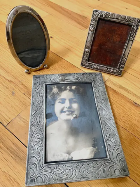 Lot of 3 assorted .. Silver English  Picture Frames L@@K. Sterling, Platin.CID