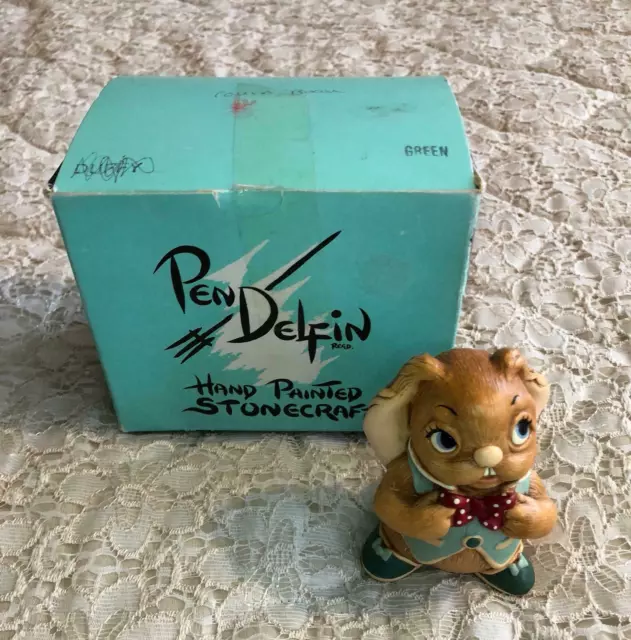 Rare Pendelfin rabbit Cousin Beau red bow tie retired collectable boxed