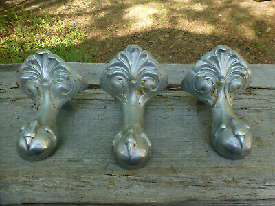 3 Antique Cast Iron detailed ornate TUB Ball and Claw Legs 2 @ 7.5"  1 @ 8.25"