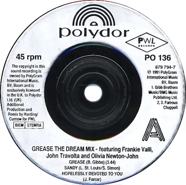 FRANKIE VALLI, JOHN Travolta And Olivia NewtonJohn Grease The