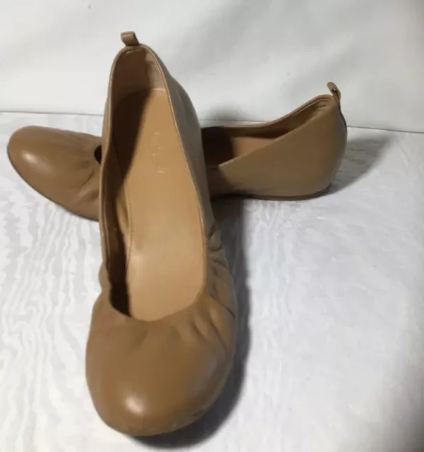 J. Crew Camel Brown Leather Ballet Flats Size 6.5