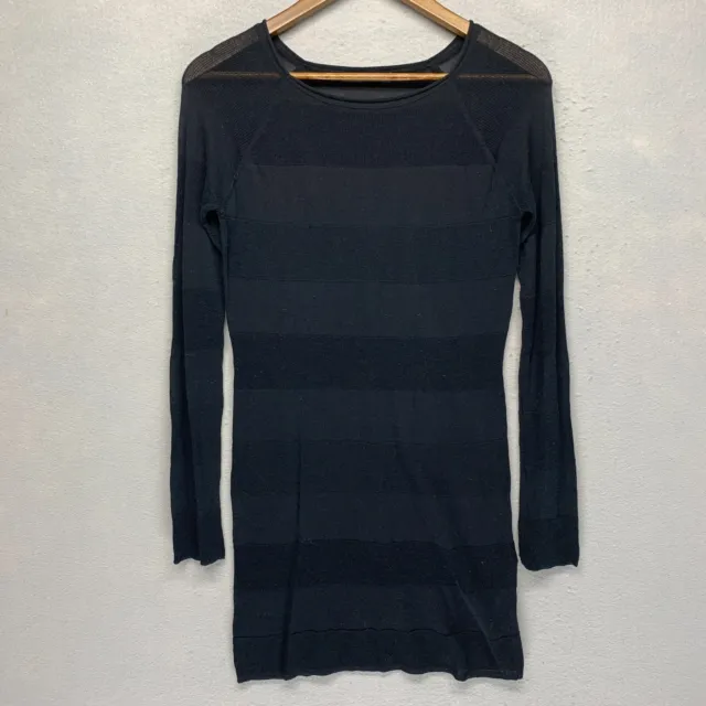 T Alexander Wang Womens See Thru Mesh Long Sleeve Stretch Mini Sweater Dress S