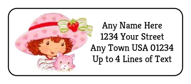 60 Strawberry Shortcake #24 GLOSSY Photo Quality Return Address Labels
