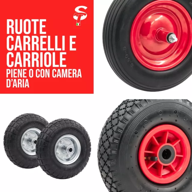 Ruote Gomme per Carrelli e Carriole varie misure pneumatiche e piene