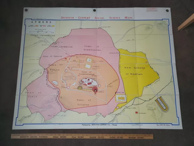 Vintage 1970 Denoyer-Geppert Social Science Map Reorder No.20408 (B8) Athens