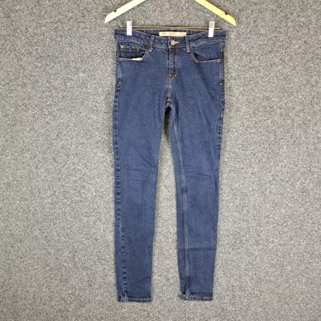 Zara Trafaluc Womens Denim Jeans Size 38 AU 10 W 28 Blue Skinny Mid Rise Stretch