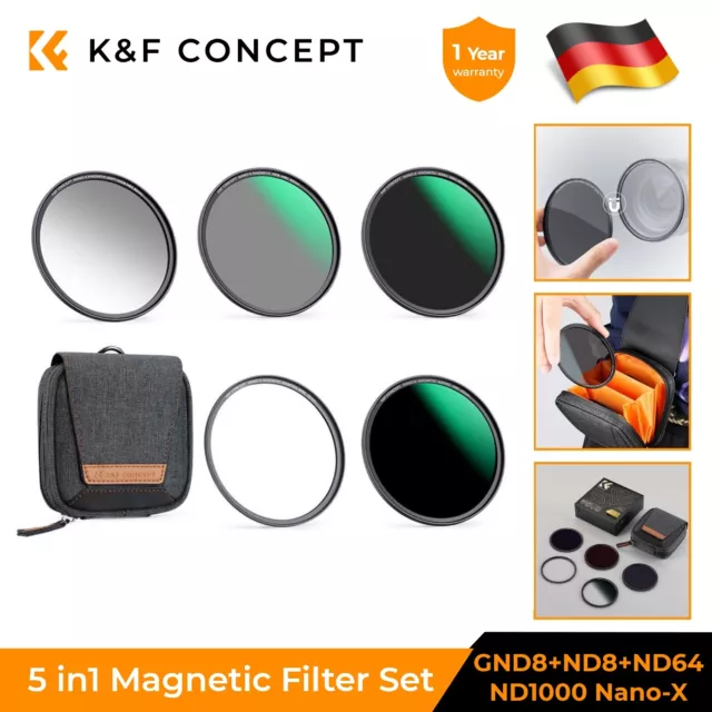 K&F Concept 5 in1 Magnetic Filter Set GND8+ND8+ND64+ND1000 Magnetic Adapter Ring