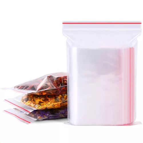 100/500Pcs Clear Grip Seal Bags Self Resealable Grip Poly Plastic Zip Lock Bag